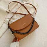 Winter Style Chain Handbags For Women Pu Leather Solid Female Shoulder Bag