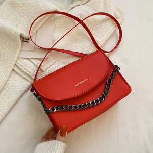 Winter Style Chain Handbags For Women Pu Leather Solid Female Shoulder Bag