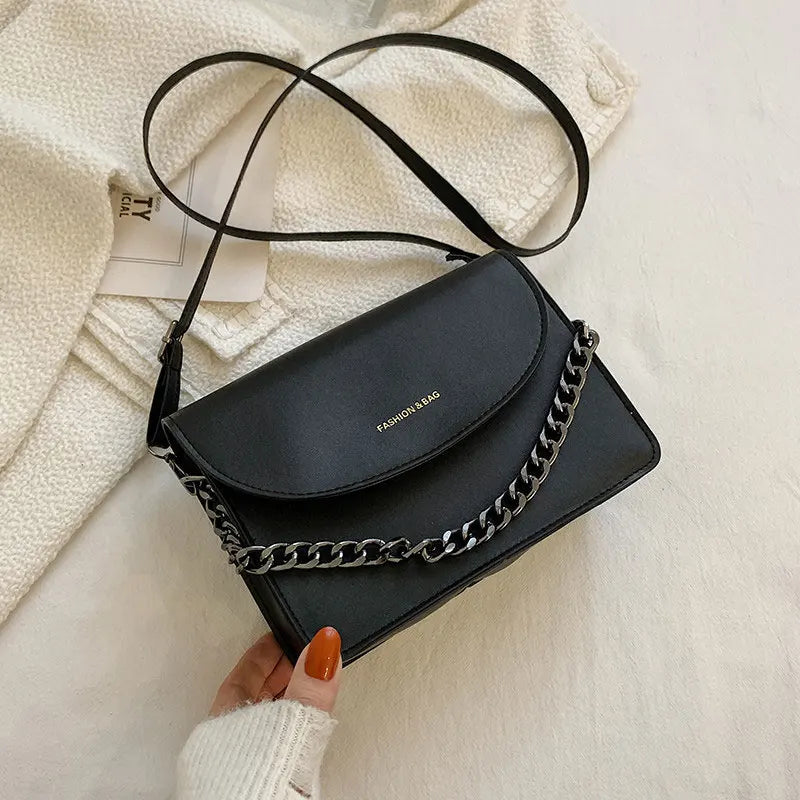 Winter Style Chain Handbags For Women Pu Leather Solid Female Shoulder Bag