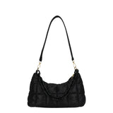 Winter Soft Cotton Women's Shoulder Bags Solid Nylon Plaid Handbags And Purses