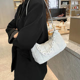 Winter Soft Cotton Women's Shoulder Bags Solid Nylon Plaid Handbags And Purses