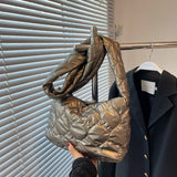 Winter Soft Down Shoulder Bag Female Warm Quilted Padded Crossbody Bag