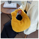 Winter Faux Fur Teddy Plush Half Moon Handbag