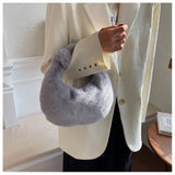 Winter Faux Fur Teddy Plush Half Moon Handbag