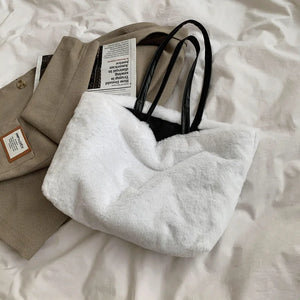 Winter Soft Plush Bags for Women Faux Fur Large Tote Bag