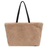 Winter Soft Plush Bags for Women Faux Fur Large Tote Bag