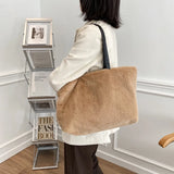 Winter Soft Plush Bags for Women Faux Fur Large Tote Bag