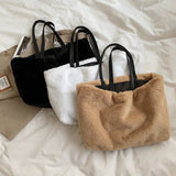 Winter Soft Plush Bags for Women Faux Fur Large Tote Bag