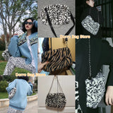 Soft Plush Leopard Print Women Shoulder Bag Vintage Female Tote Purse Handbags