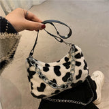 Winter Soft Plush Women Shoulder Crossbody Bag Leopard Small Purse