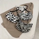 Winter Soft Plush Women Shoulder Crossbody Bag Leopard Small Purse