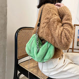 Soft Plush Women Shoulder Messenger Bag Furry Crossbody Chain Purse Handbag