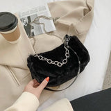 Soft Plush Women Shoulder Messenger Bag Furry Crossbody Chain Purse Handbag