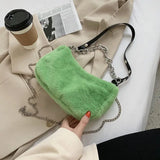 Soft Plush Women Shoulder Messenger Bag Furry Crossbody Chain Purse Handbag
