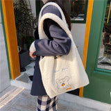 Winter Soft Plush Women Shoulder Vest Bag Student Female Embroidered