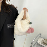 Soft Plush Furry Handbag Women Mini Tote Purses Ladies Fluffy Faux Fur Bag