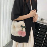 Soft Plush Furry Handbag Women Mini Tote Purses Ladies Fluffy Faux Fur Bag