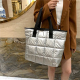 Winter Space Cotton Handbag Large Capacity Shoulder Bag Nylon Tote Bag