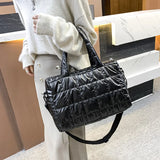 Winter Space Cotton Handbag Female Large Capacity Shoulder Bag Nylon Tote Bag