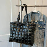 Winter Space Cotton Tote Women Large Capacity Padded Shoulder Bag