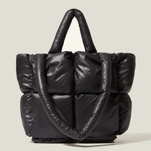 Winter Space Down Cotton Handbag Large Tote Soft Padded Shoulder Bags for Women