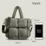 Winter Space Down Cotton Handbag Large Tote Soft Padded Shoulder Bags for Women