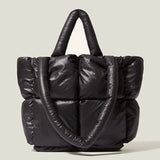 Winter Space Down Cotton Handbag Large Tote Soft Padded Shoulder Bags for Women