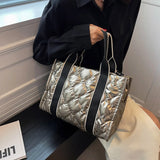 Winter Down Shoulder Bag Large Capacity Shopper Tote Handbag for Women