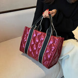 Winter Down Shoulder Bag Large Capacity Shopper Tote Handbag for Women