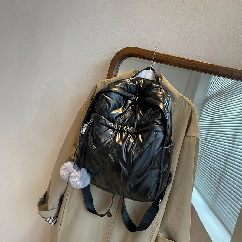 Large Capacity Winter Padded Down Backpack for Women