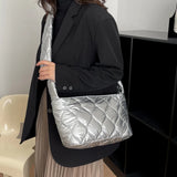Winter Space Padded Handbag Rhombic Quilted Bags Women's Messenger Bag