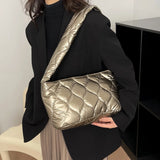 Winter Space Padded Handbag Rhombic Quilted Bags Women's Messenger Bag