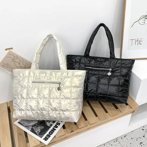 Winter Space Padded Handbag Women Shoulder Shopper Bag