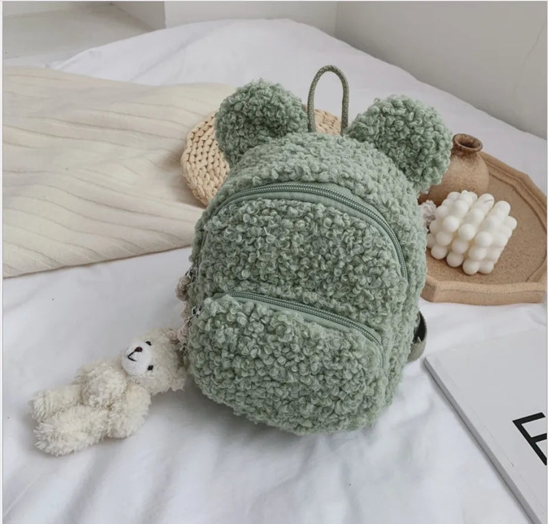Winter Children's Rabbit Ears Backpack Bear Bag Plush Toys Girls Kindergarten