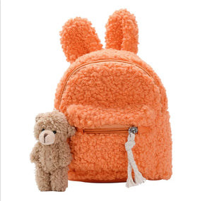 Winter Children's Rabbit Ears Backpack Bear Bag Plush Toys Girls Kindergarten