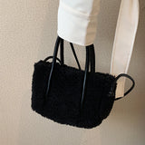 Winter Teddy Curl Plush Tote Bag