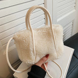 Winter Teddy Curl Plush Tote Bag