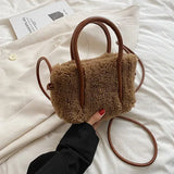 Winter Teddy Curl Plush Tote Bag