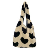 Soft Plush Love Heart Top-handle Bag for Women Girls