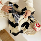 Winter Top-handle Love Heart Fluffy Shopping Bag for Women