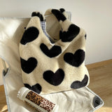 Soft Plush Love Heart Top-handle Bag for Women Girls