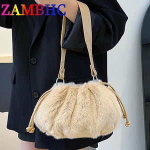 Soft Plush Shoulder Bag Winter Fur Women Cloud Bag Purses Handbags