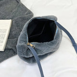 Winter Plush Rhombus Faux Fur Handbag Tote Purse Ladies Shoulder Bag