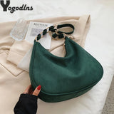 Winter Women's Faux Suede Shoulder Bags Matte PU Leather Hobo Bag