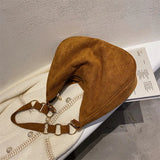 Winter Women's Faux Suede Shoulder Bags Matte PU Leather Hobo Bag