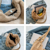 Winter Underarm Plush Shoulder Bags for Women Large Capacity Daily Handbags