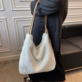 Winter Underarm Plush Shoulder Bags for Women Large Capacity Daily Handbags