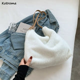 Winter Underarm Plush Shoulder Bags for Women Large Capacity Daily Handbags