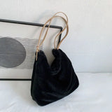 Winter Underarm Plush Shoulder Bags for Women Large Capacity Daily Handbags