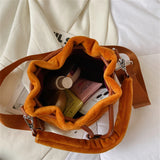 Winter Velvet Bucket Bags for Women Purses and Handbags Crossbody Bag